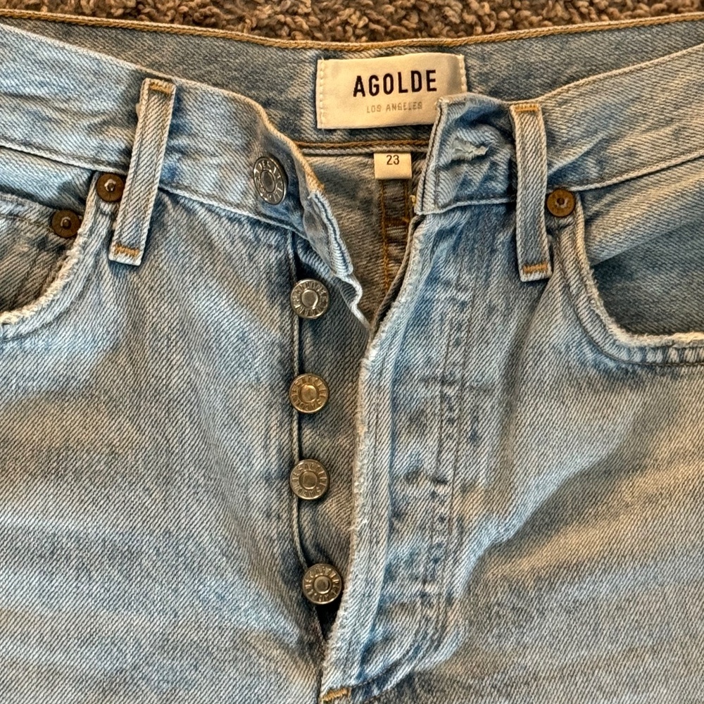 Agolde Riley crop distressed denim